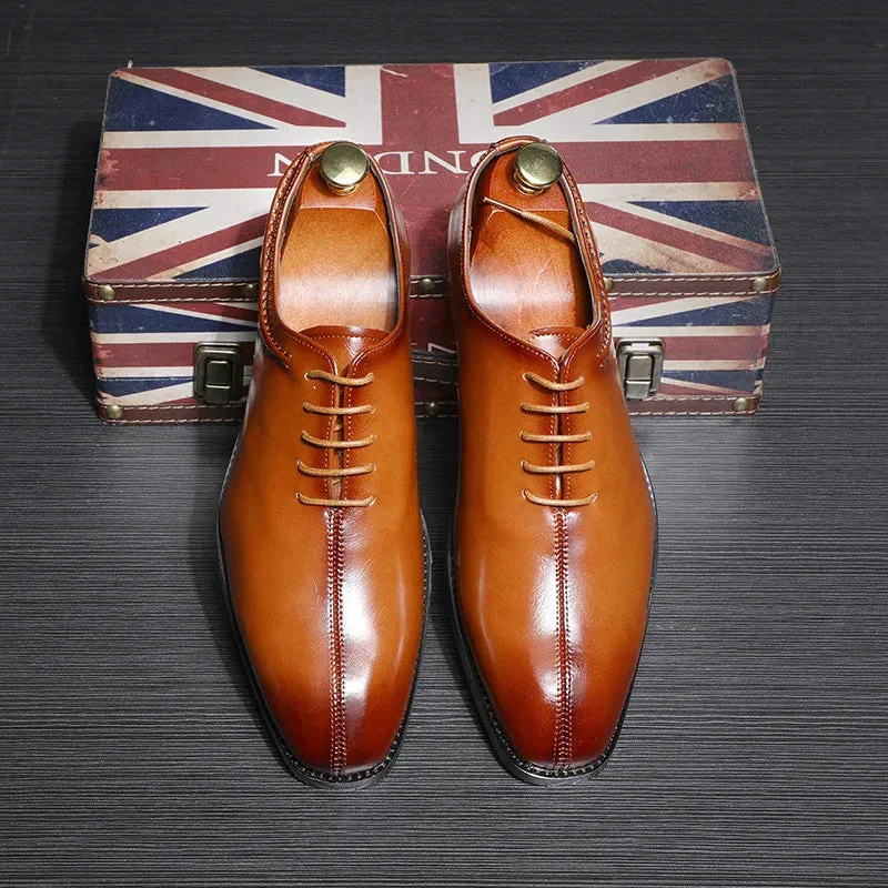 Men’s Leather Shoes | Classic Square Toe Business & Wedding Shoes