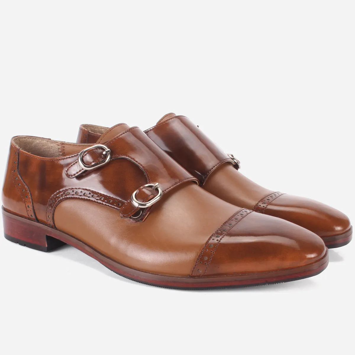 Mens "BLAISE" Double Tone Monk Strap Shoes