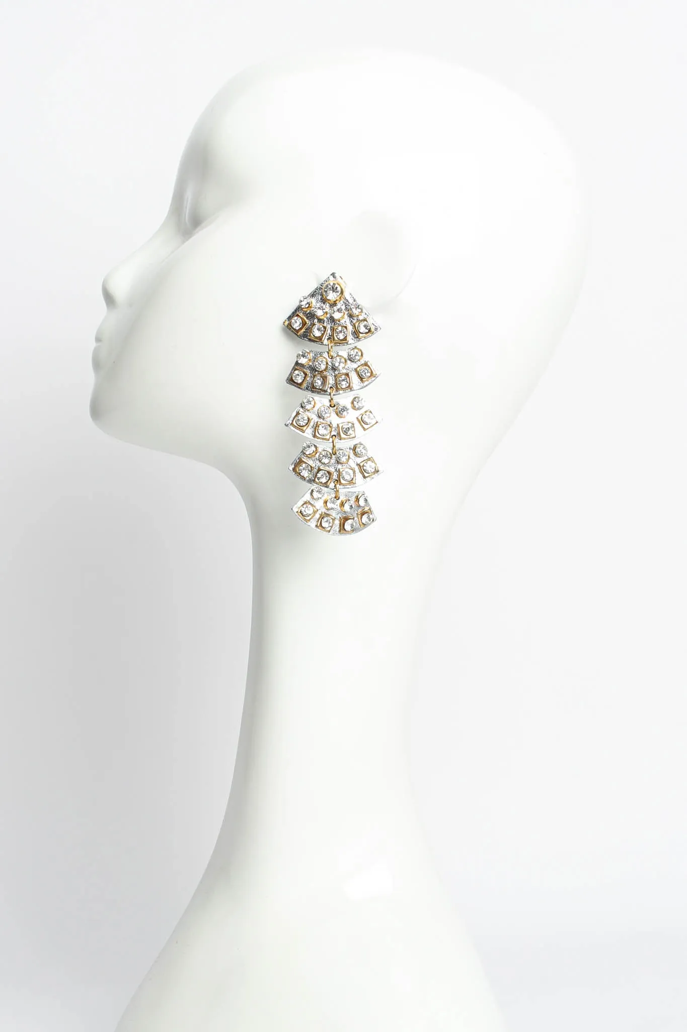 Metallic Leather Geo Rhinestone Earrings
