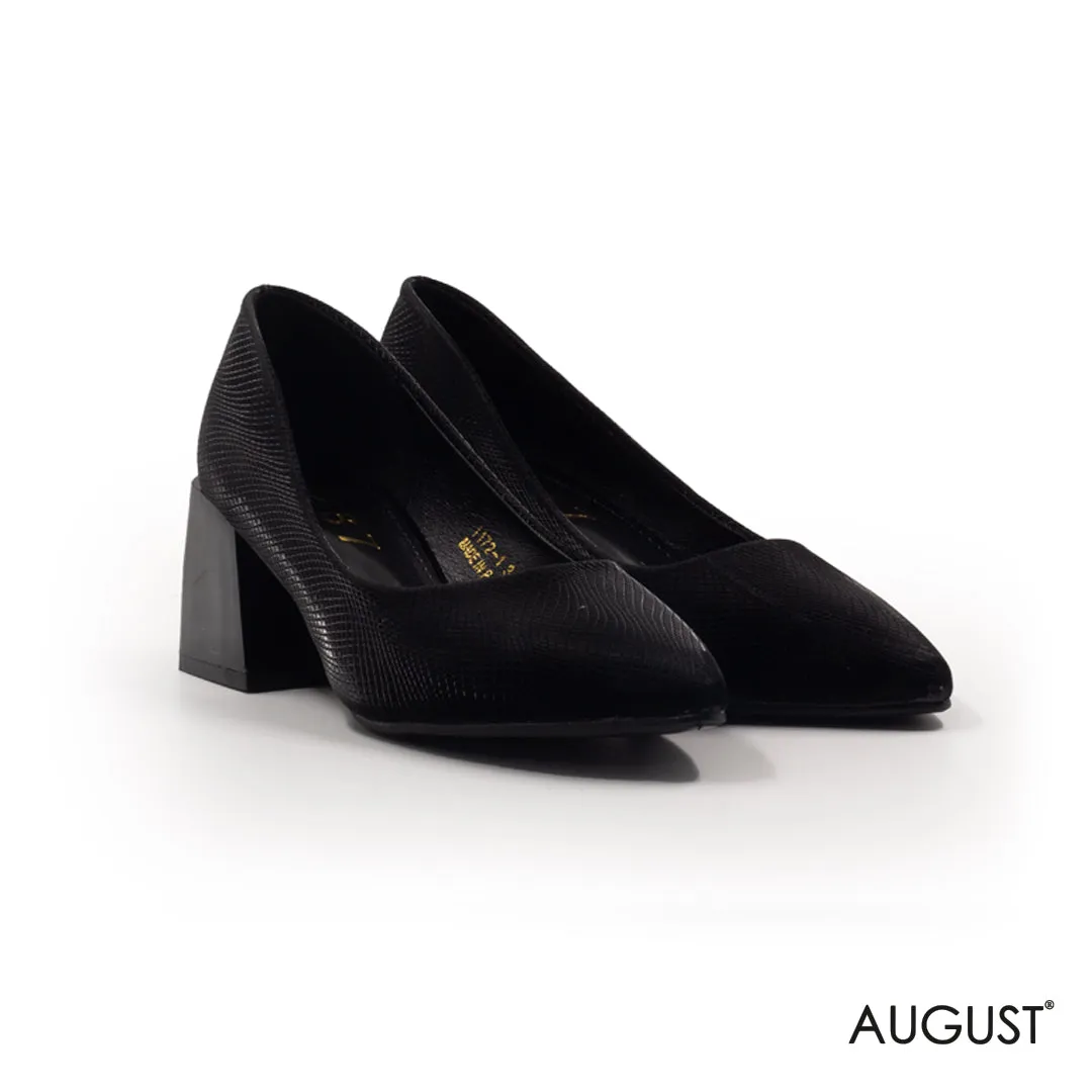 MID-HEEL CROC LEATHER SHOES