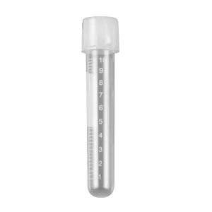 MTC Bio T8832 Culture Tube, 14mL, 17 x 100mm, PP, w/ attached 2-position screw-cap, printed graduations, sterile, 10 foam racks of 50 tubes