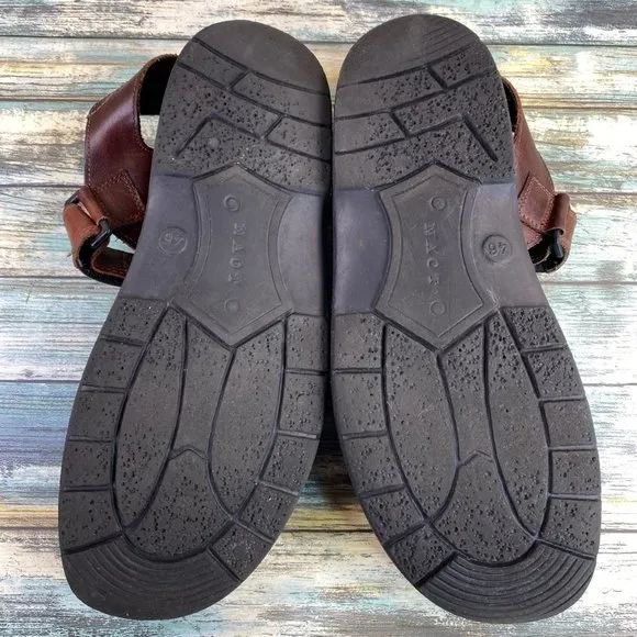 Naot Lappland Mens Size 13M Casual Sandal Brown Leather 2 Hook &amp; Loop Straps