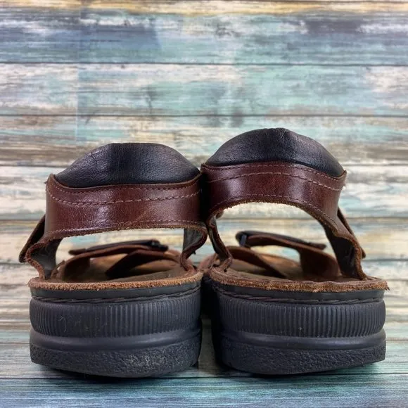 Naot Lappland Mens Size 13M Casual Sandal Brown Leather 2 Hook &amp; Loop Straps