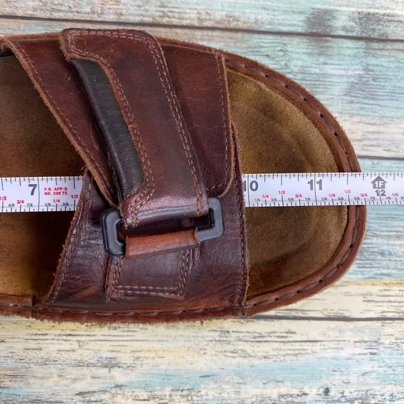 Naot Lappland Mens Size 13M Casual Sandal Brown Leather 2 Hook &amp; Loop Straps