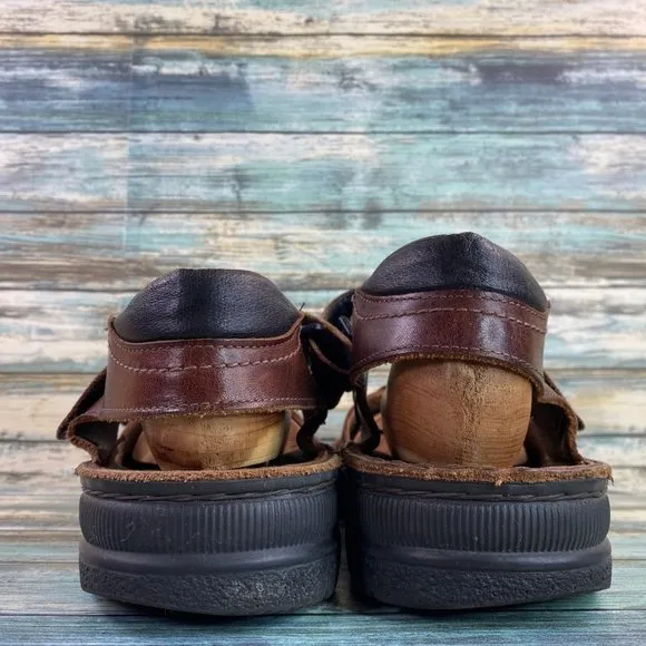 Naot Lappland Mens Size 13M Casual Sandal Brown Leather 2 Hook &amp; Loop Straps