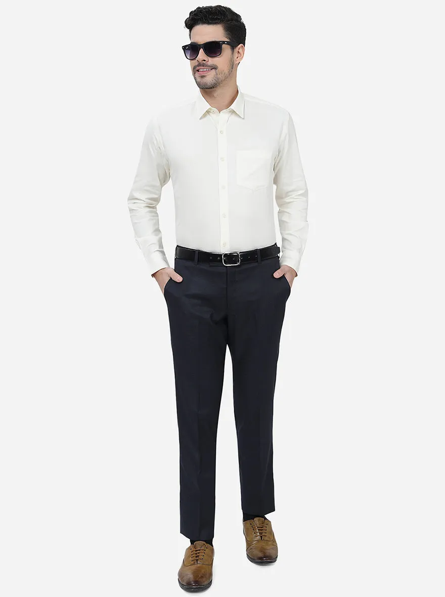Navy Blue Checked Super Slim Fit Formal Trouser | JadeBlue