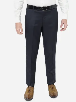 Navy Blue Checked Super Slim Fit Formal Trouser | JadeBlue