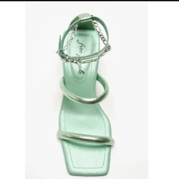 NEW FREE PEOPLE Parker Chain Heel / Lime Metallic Strappy Shoe size Euro…​