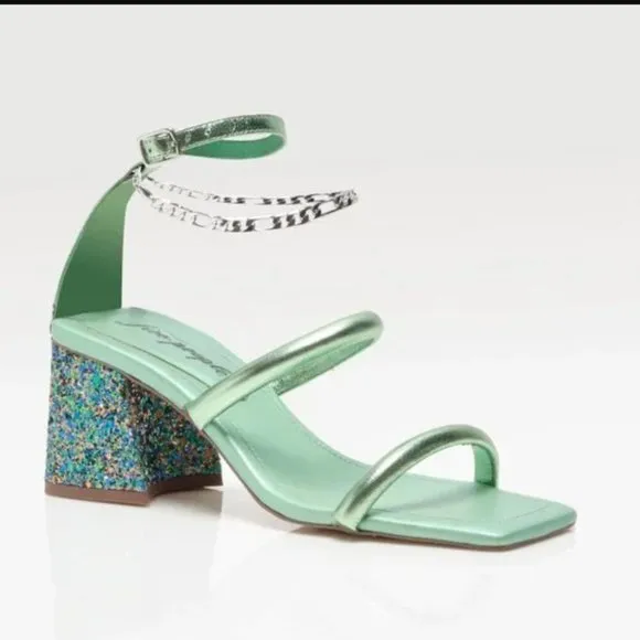 NEW FREE PEOPLE Parker Chain Heel / Lime Metallic Strappy Shoe size Euro…​
