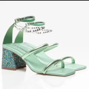 NEW FREE PEOPLE Parker Chain Heel / Lime Metallic Strappy Shoe size Euro…​