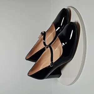 NWOT Bandolino Cariann Mary-Jane Pump Block Heel Round Toe Faux Patent Black 10
