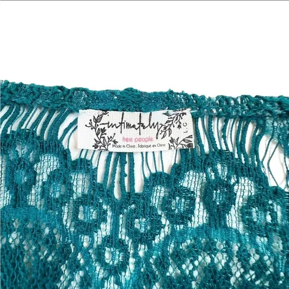 NWOT Intimately Free People Lace body Con Cap Sleeved Turquoise Dress size Large