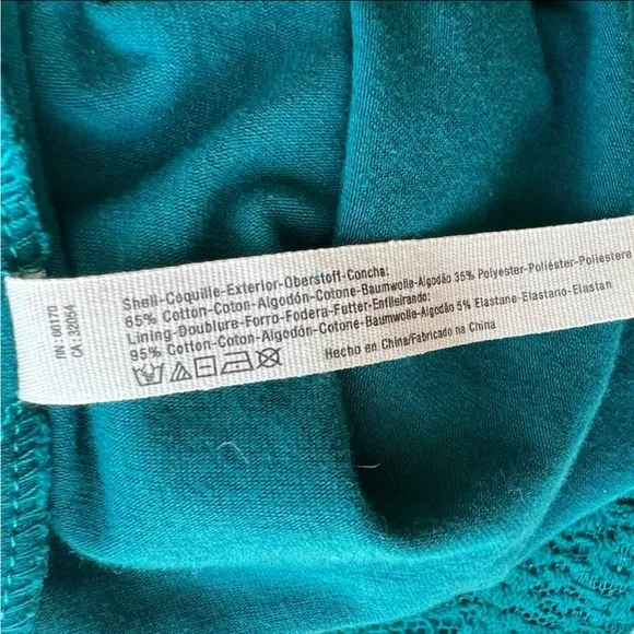 NWOT Intimately Free People Lace body Con Cap Sleeved Turquoise Dress size Large