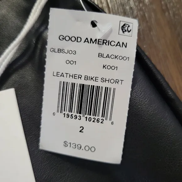 NWT Good American Better Than Leather Bike Shorts Sz 2/M