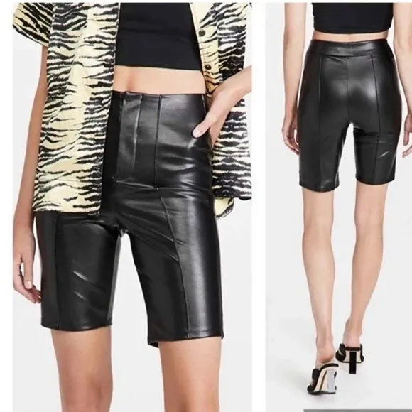 NWT Good American Better Than Leather Bike Shorts Sz 2/M