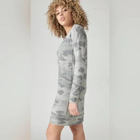 NWT Lucky Brand Woman’s Cloud Jersey Crew Camo Dress
