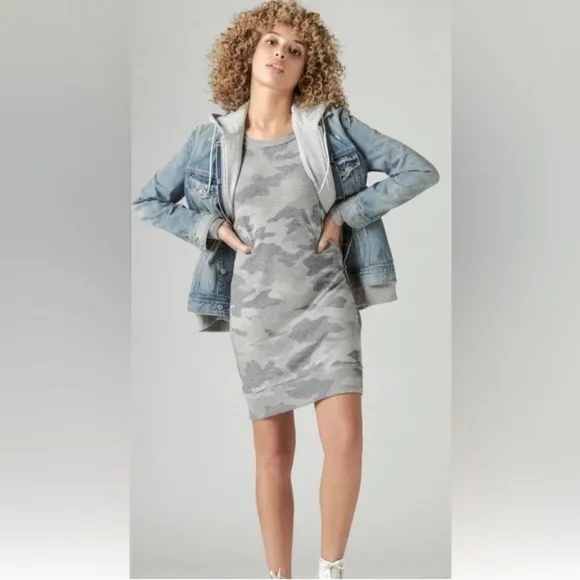 NWT Lucky Brand Woman’s Cloud Jersey Crew Camo Dress