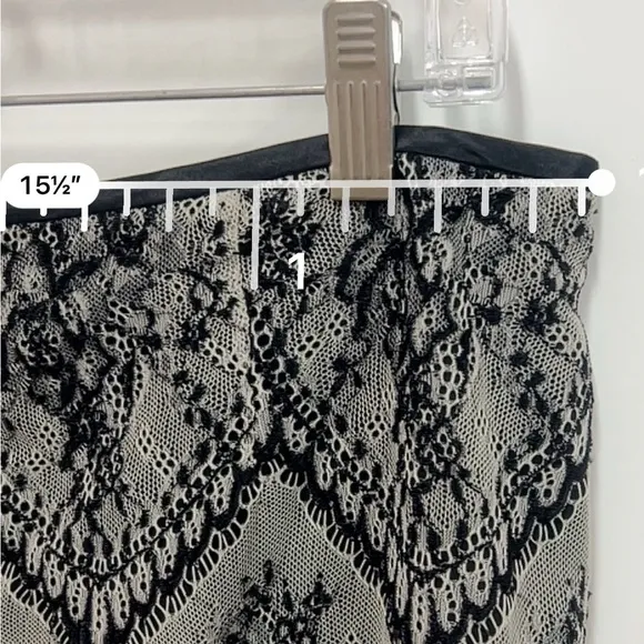 NWT Peruvian Connection Black/Pearl Lace Pencil Skirt w/Full Lining Size 10