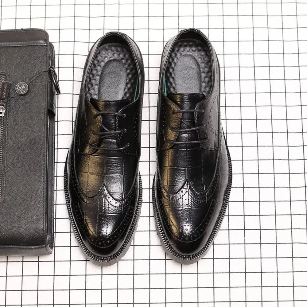 NXY Men's Comfort Dress Oxford Shoes Lace-up Wingtip Pointed Toe Casual