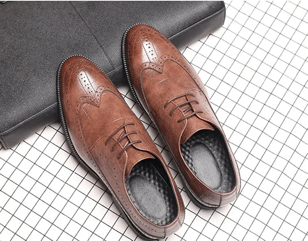NXY Men's Comfort Dress Oxford Shoes Lace-up Wingtip Pointed Toe Casual