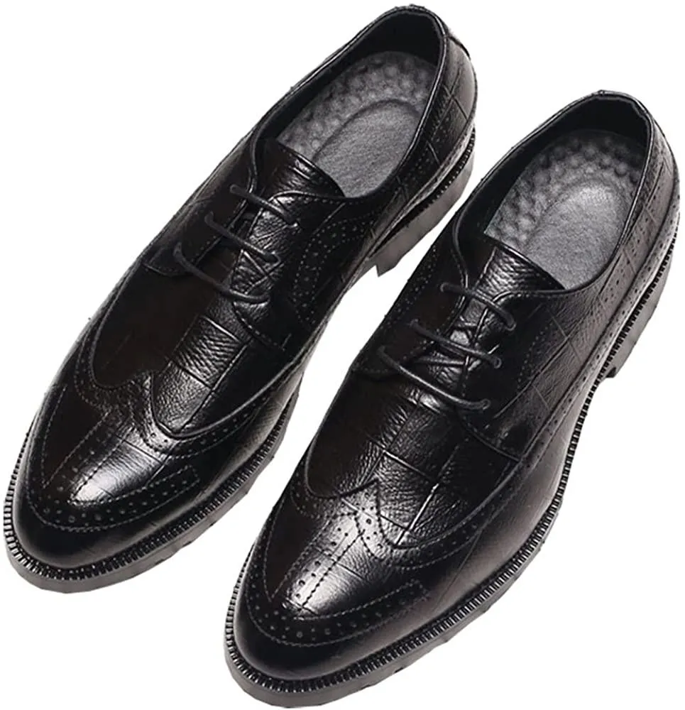 NXY Men's Comfort Dress Oxford Shoes Lace-up Wingtip Pointed Toe Casual