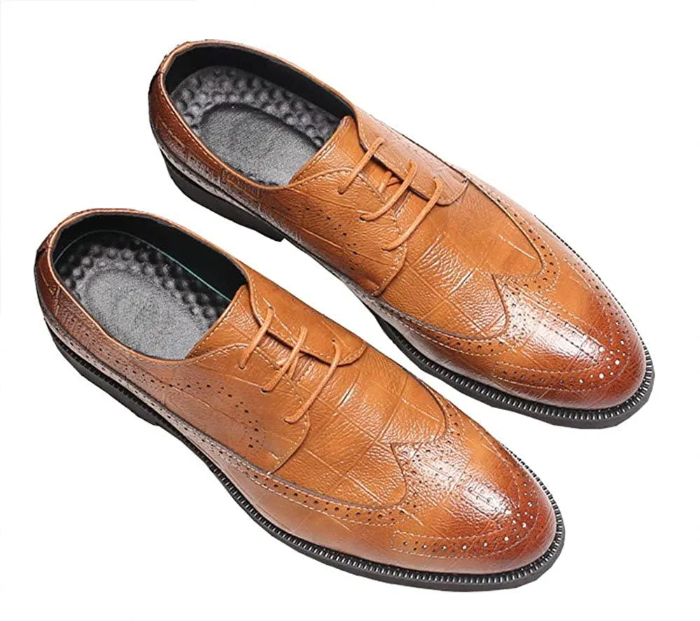 NXY Men's Comfort Dress Oxford Shoes Lace-up Wingtip Pointed Toe Casual