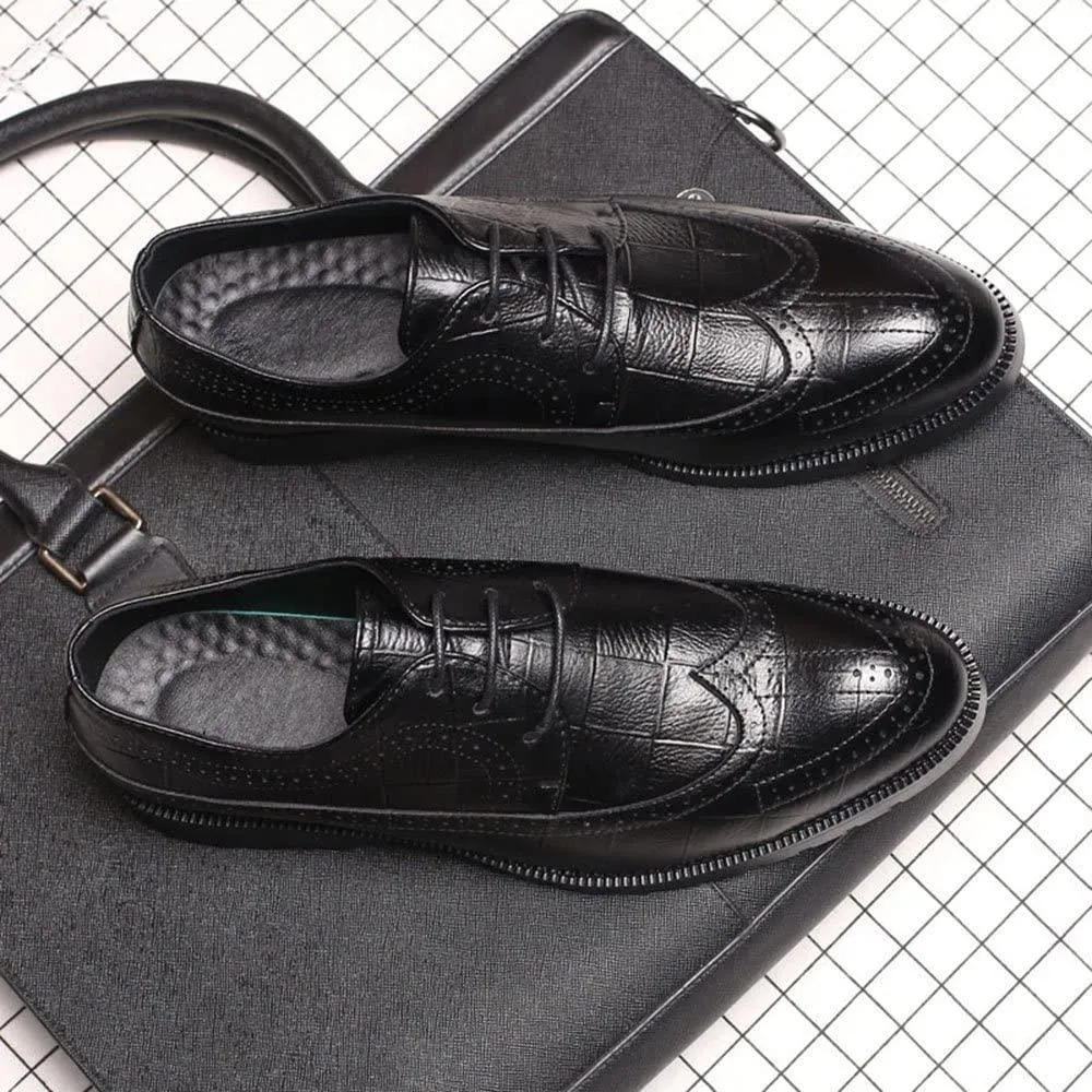 NXY Men's Comfort Dress Oxford Shoes Lace-up Wingtip Pointed Toe Casual