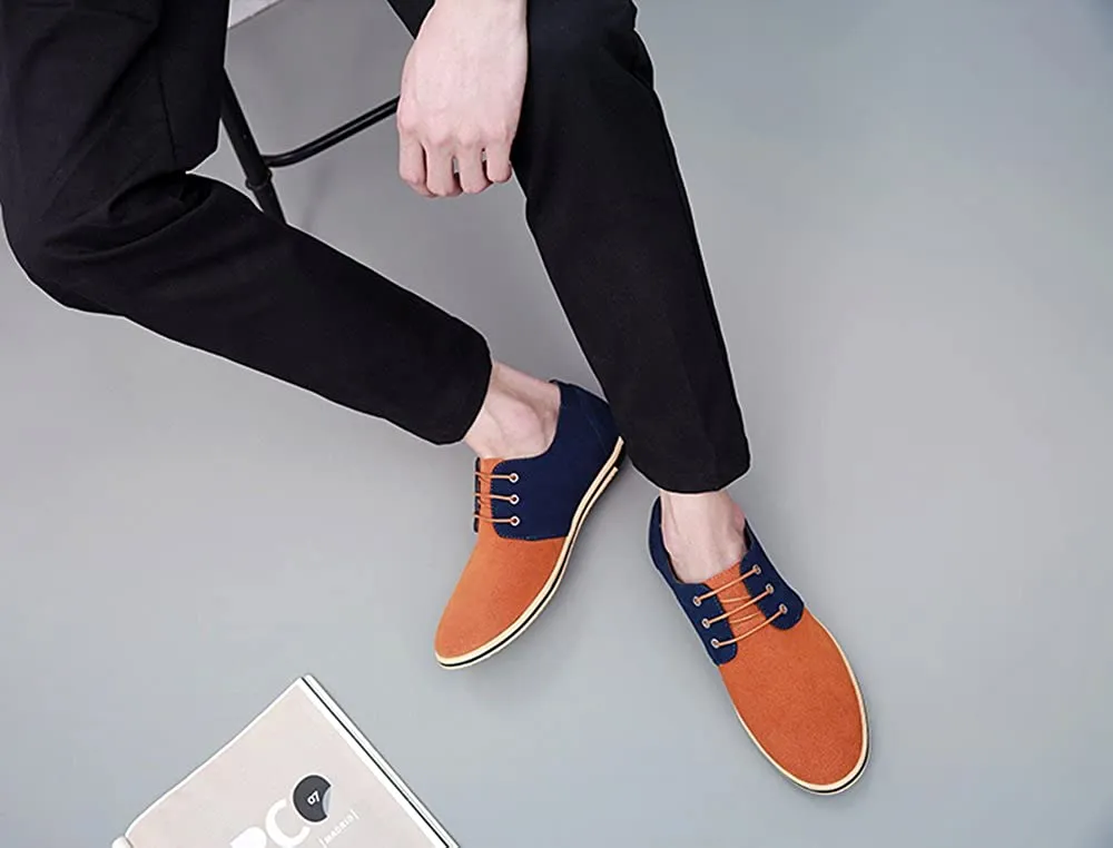 NXY Men's Suede Lace Up Oxfords Leather Casual Classic Wingtip Dress Shoes Walk Shoes Plus Size