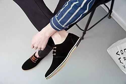 NXY Men's Suede Lace Up Oxfords Leather Casual Classic Wingtip Dress Shoes Walk Shoes Plus Size
