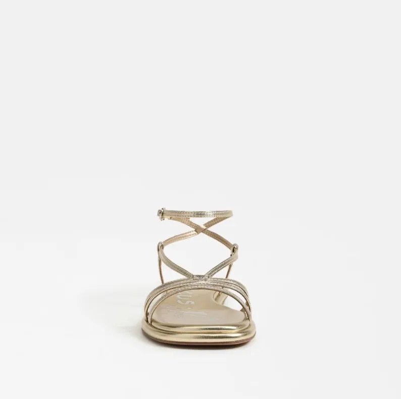 Olana Strappy Flat Sandal in Gold