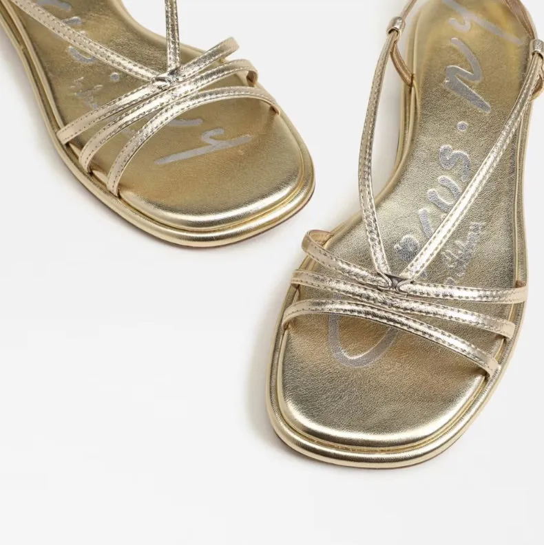 Olana Strappy Flat Sandal in Gold