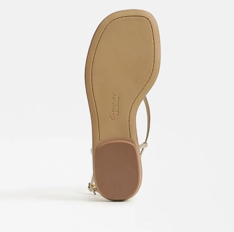 Olana Strappy Flat Sandal in Gold