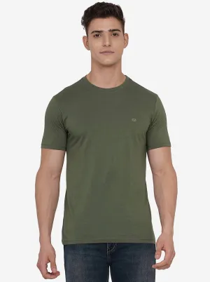 Olive Solid Slim Fit T-Shirt | JadeBlue
