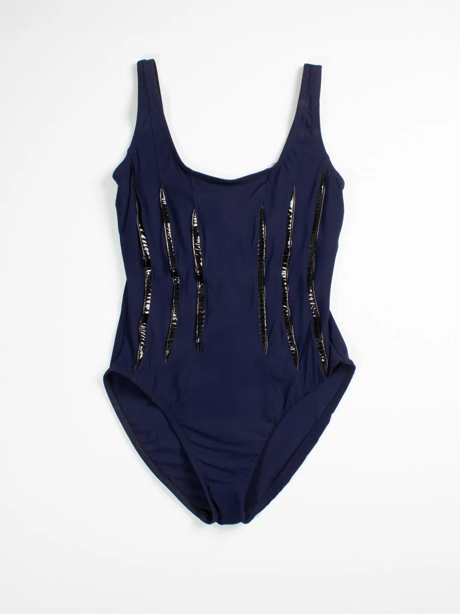 One Piece Scoop Neck Tank In Navy