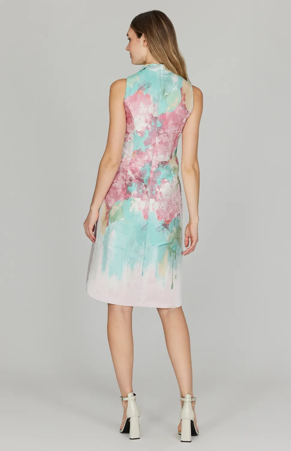 Painterly Garden Jacquard High Neck A-Line Dress