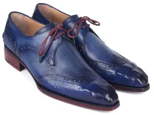 Paul Parkman Goodyear Welted Wingtip Derby Shoes Blue & Navy