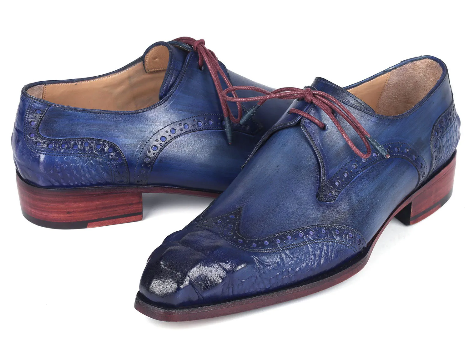 Paul Parkman Goodyear Welted Wingtip Derby Shoes Blue & Navy
