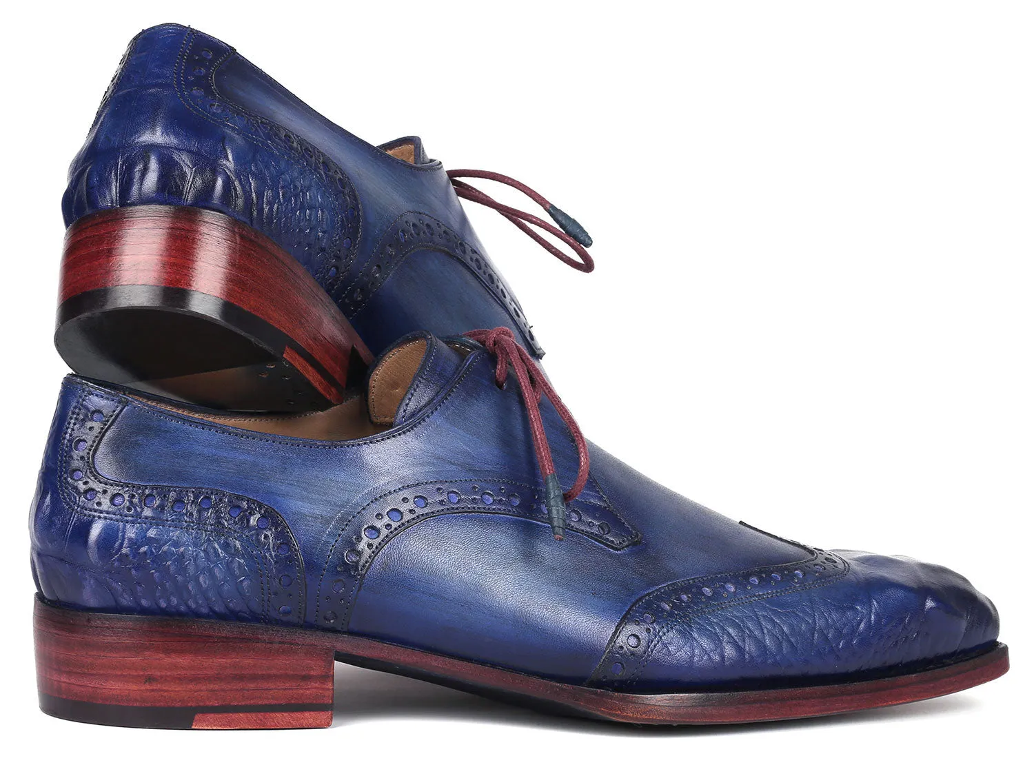 Paul Parkman Goodyear Welted Wingtip Derby Shoes Blue & Navy