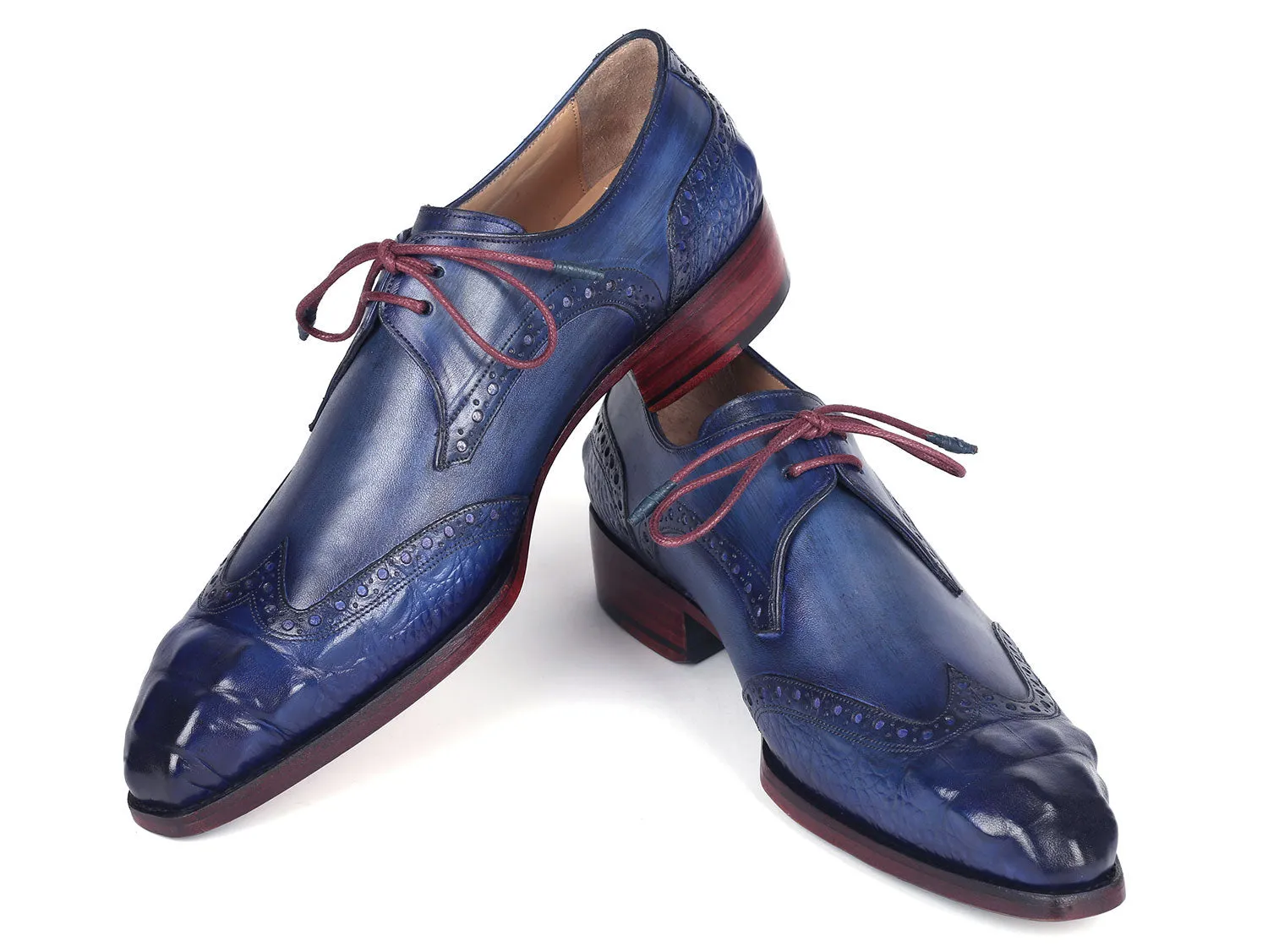 Paul Parkman Goodyear Welted Wingtip Derby Shoes Blue & Navy