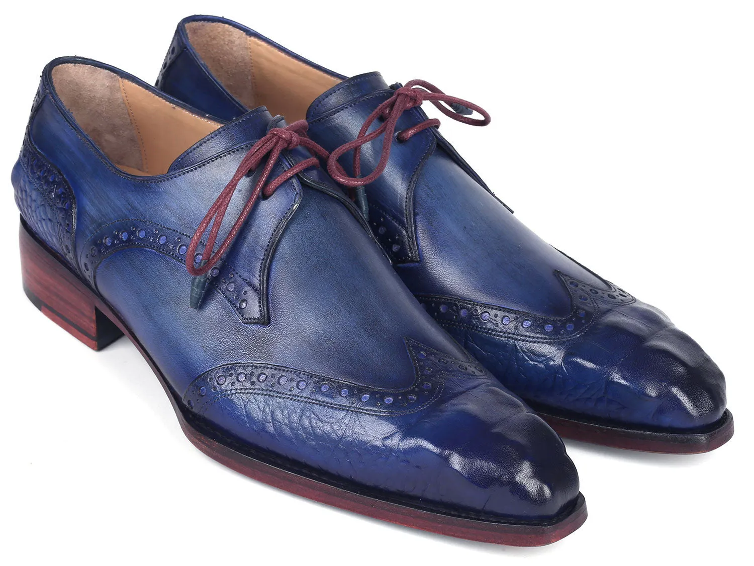 Paul Parkman Goodyear Welted Wingtip Derby Shoes Blue & Navy