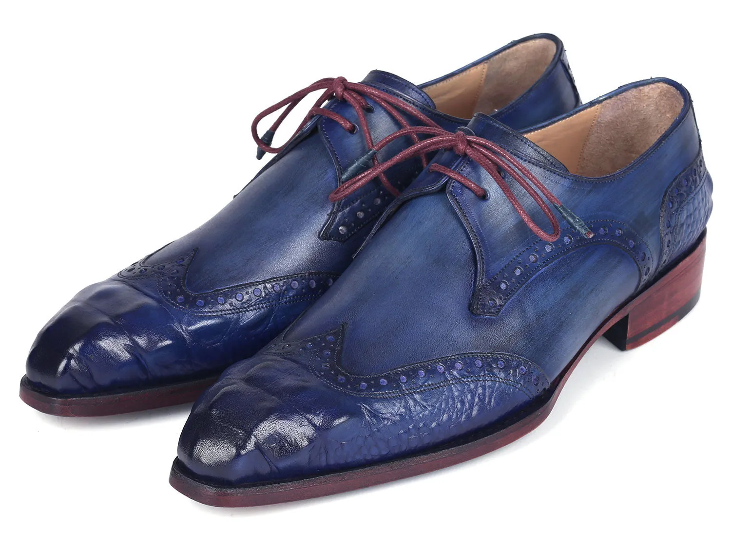 Paul Parkman Goodyear Welted Wingtip Derby Shoes Blue & Navy