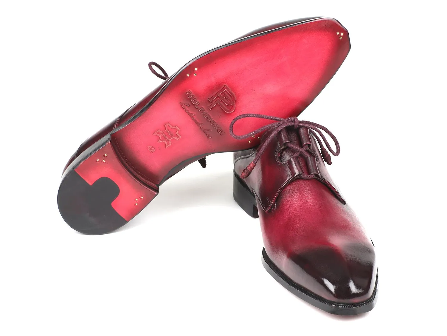 Paul Parkman Men's Ghillie Lacing Dress Shoes in Bordeaux