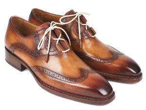 Paul Parkman Men's Ghillie Lacing Wingtip Brogues in Brown and Camel