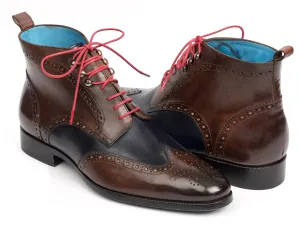Paul Parkman Men's Wingtip Ankle Boots in Brown & Blue