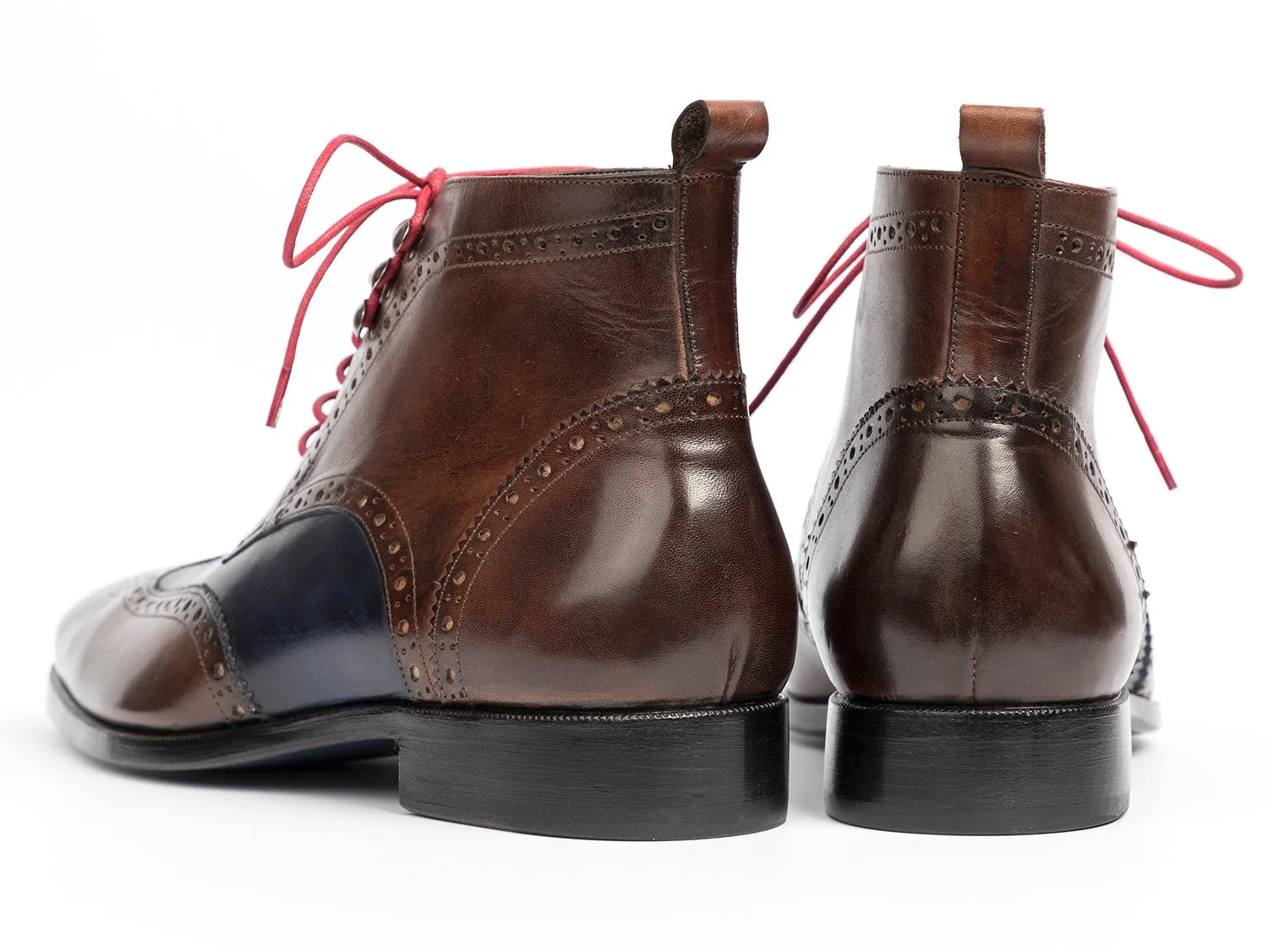 Paul Parkman Men's Wingtip Ankle Boots in Brown & Blue