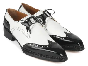 Paul Parkman Norwegian Welted Wingtip Men's Dress Shoes Black / White