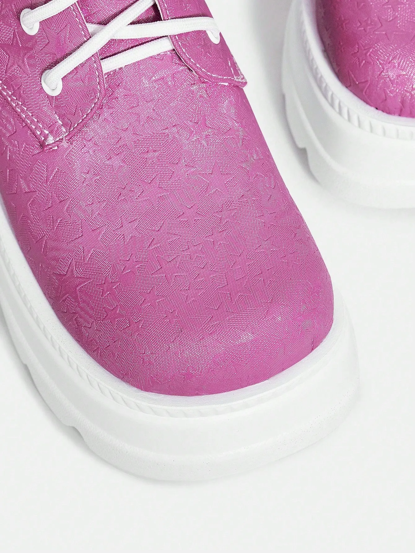 Pink Lace-up Wedge Heel Round Toe Ankle Boots For Women