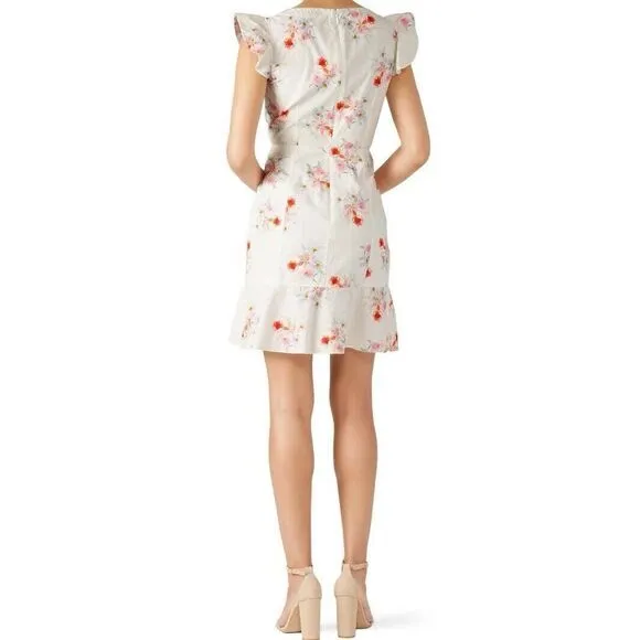 Rebecca Taylor La Vie Dress‎ Women Small White Floral Catrine Ruched Dress