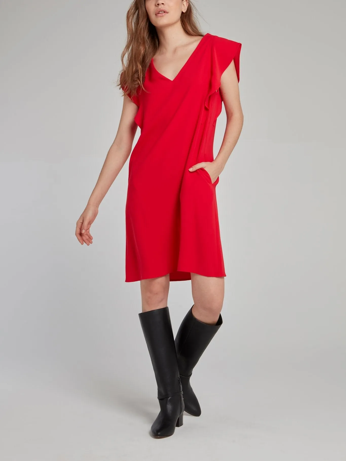 Red Butterfly Sleeve Dress