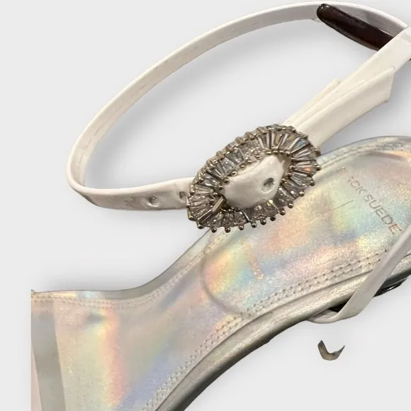 Revolve- Blsck Suede Studio Carrie High Heel Sandal in Silver Size -6